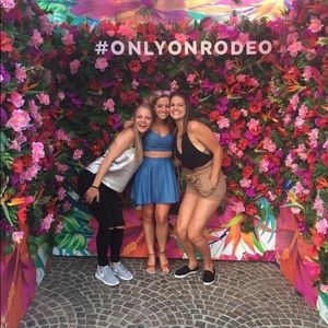 Two piece blue denim set.